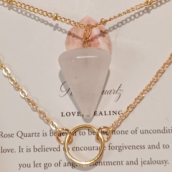 2 pc Luna Norte 14KT Gold Plated over Brass Necklaces with genuine gemstones - Picture 2 of 9